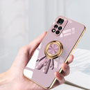For Xiaomi Redmi Note 11 Pro 4G 6D Plating Astronaut Ring Kickstand Phone Case(Black)