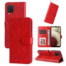 For Samsung Galaxy A12 4G / 5G Embossed Sunflower Leather Phone Case(Red)