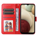 For Samsung Galaxy A12 4G / 5G Embossed Sunflower Leather Phone Case(Red)