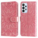 For Samsung Galaxy A23 4G/5G / M23 5G / F23 5G Embossed Sunflower Leather Phone Case(Pink)
