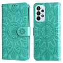 For Samsung Galaxy A23 4G/5G / M23 5G / F23 5G Embossed Sunflower Leather Phone Case(Green)