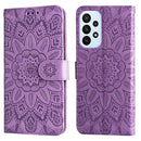 For Samsung Galaxy A23 4G/5G / M23 5G / F23 5G Embossed Sunflower Leather Phone Case(Purple)