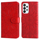 For Samsung Galaxy A23 4G/5G / M23 5G / F23 5G Embossed Sunflower Leather Phone Case(Red)