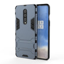 For OnePlus 8 Shockproof PC + TPU Case with Holder(Navy Blue)