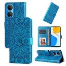 For Honor X7 / Honor Play 30 Embossed Sunflower Leather Phone Case(Blue)
