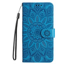 For Honor X7 / Honor Play 30 Embossed Sunflower Leather Phone Case(Blue)