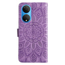 For Honor X7 / Honor Play 30 Embossed Sunflower Leather Phone Case(Purple)