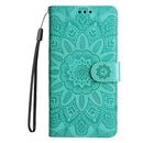 For Honor X7 / Honor Play 30 Embossed Sunflower Leather Phone Case(Green)