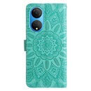 For Honor X7 / Honor Play 30 Embossed Sunflower Leather Phone Case(Green)