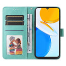 For Honor X7 / Honor Play 30 Embossed Sunflower Leather Phone Case(Green)