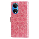 For Honor X7 / Honor Play 30 Embossed Sunflower Leather Phone Case(Rose Gold)