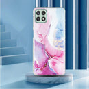 For Samsung Galaxy A22 5G IMD Marble Pattern TPU Phone Case(Pink Blue)