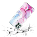 For Samsung Galaxy A22 5G IMD Marble Pattern TPU Phone Case(Pink Blue)