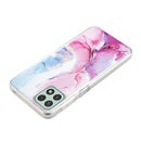 For Samsung Galaxy A22 5G IMD Marble Pattern TPU Phone Case(Pink Blue)