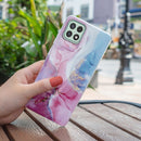 For Samsung Galaxy A22 5G IMD Marble Pattern TPU Phone Case(Pink Blue)