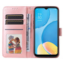 For OPPO A15 / A16K / A16e Embossed Sunflower Leather Phone Case(Rose Gold)
