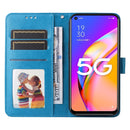 For OPPO A74 5G / A54 5G Embossed Sunflower Leather Phone Case(Blue)
