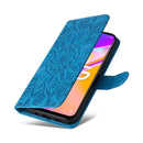 For OPPO A74 5G / A54 5G Embossed Sunflower Leather Phone Case(Blue)