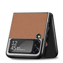 For Samsung Galaxy Z Flip4 5G Cross Pattern Slim PC Protective Phone Case(Brown)