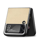 For Samsung Galaxy Z Flip4 5G Cross Pattern Slim PC Protective Phone Case(Khaki Apricot)