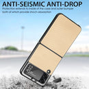 For Samsung Galaxy Z Flip4 5G Cross Pattern Slim PC Protective Phone Case(Khaki Apricot)