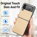 For Samsung Galaxy Z Flip4 5G Cross Pattern Slim PC Protective Phone Case(Khaki Apricot)