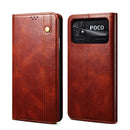 For Xiaomi Poco C40 Global Oil Wax Crazy Horse Texture Leather Phone Case(Brown)