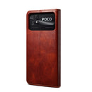 For Xiaomi Poco C40 Global Oil Wax Crazy Horse Texture Leather Phone Case(Brown)
