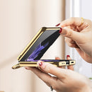 For Samsung Galaxy Z Flip4 GKK Integrated Plating + Leather Phone Case with Ring(Dark Red)