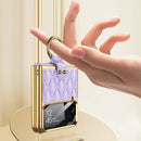 For Samsung Galaxy Z Flip4 GKK Integrated Plating + Leather Phone Case with Ring(Blue)