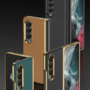 For Samsung Galaxy Z Fold4 GKK Electroplating Leather Surface Phone Case(Gold Green)
