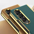 For Samsung Galaxy Z Fold4 GKK Electroplating Leather Surface Phone Case(Gold Black)