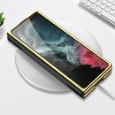 For Samsung Galaxy Z Fold4 GKK Electroplating Leather Surface Phone Case(Gold Green)