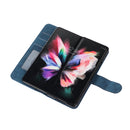 For Samsung Galaxy Z Fold4 Horizontal Flip Leather Phone Case with Pen Slot(Blue)