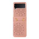 For Samsung Galaxy Z Fold4 Mandala Embossing Fold Leather Phone Case(Rose Gold)