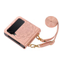 For Samsung Galaxy Z Fold4 Mandala Embossing Fold Leather Phone Case(Rose Gold)
