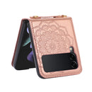 For Samsung Galaxy Z Fold4 Mandala Embossing Fold Leather Phone Case(Rose Gold)