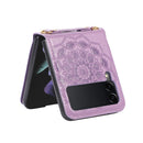 For Samsung Galaxy Z Fold4 Mandala Embossing Fold Leather Phone Case(Purple)