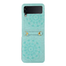 For Samsung Galaxy Z Fold4 Mandala Embossing Fold Leather Phone Case(Blue)