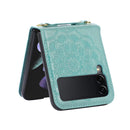 For Samsung Galaxy Z Fold4 Mandala Embossing Fold Leather Phone Case(Blue)