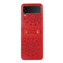 For Samsung Galaxy Z Fold4 Mandala Embossing Fold Leather Phone Case(Red)