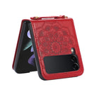 For Samsung Galaxy Z Fold4 Mandala Embossing Fold Leather Phone Case(Red)