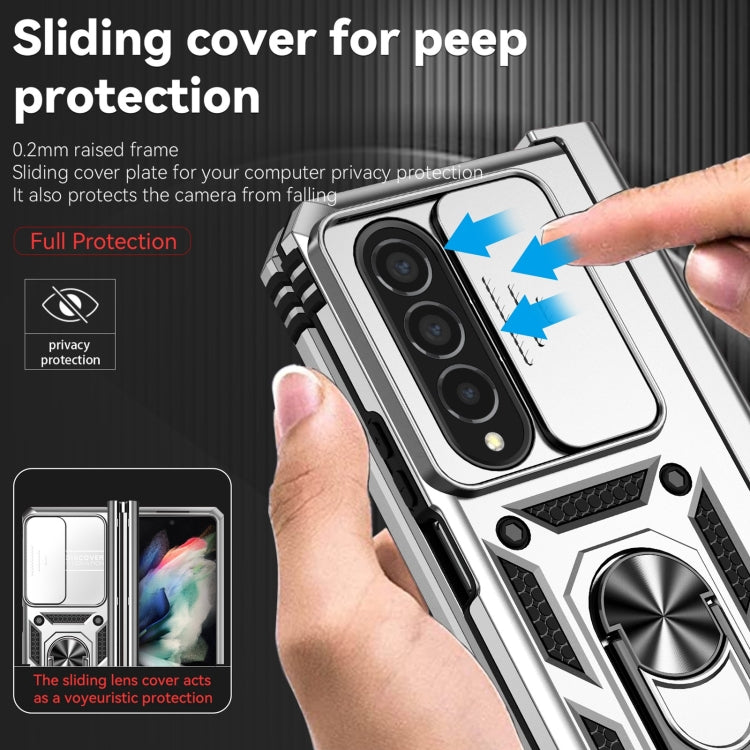 For Samsung Galaxy Z Fold4 Sliding Camshield Holder Phone Case(Silver)