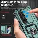 For Samsung Galaxy Z Fold4 Sliding Camshield Holder Phone Case(Dark Green)