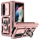 For Samsung Galaxy Z Fold4 Sliding Camshield Holder Phone Case(Rose Gold)