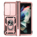 For Samsung Galaxy Z Fold4 Sliding Camshield Holder Phone Case(Rose Gold)