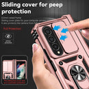 For Samsung Galaxy Z Fold4 Sliding Camshield Holder Phone Case(Rose Gold)