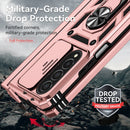For Samsung Galaxy Z Fold4 Sliding Camshield Holder Phone Case(Rose Gold)