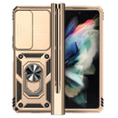 For Samsung Galaxy Z Fold4 Sliding Camshield Holder Phone Case(Gold)