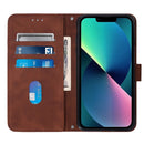Crossbody 3D Embossed Flip Leather Phone Case For iPhone 14(Brown)